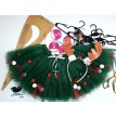 Set Tutu Navideño Verde c/moño Pompón y Vincha Reno